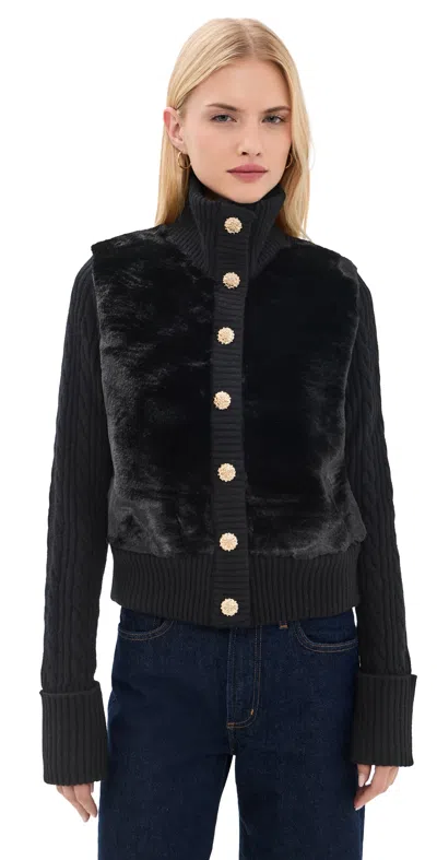 Cara Cara Logan Faux Fur Cardigan Black