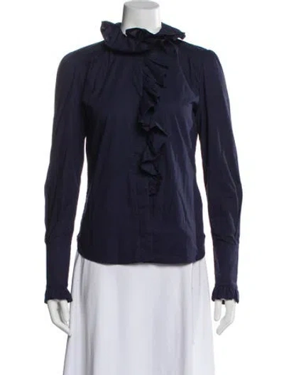 Pre-owned Cara Cara Long Sleeve Blouse In Blue