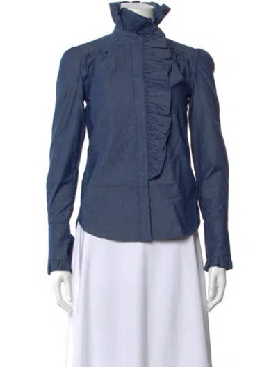 Pre-owned Cara Cara Long Sleeve Blouse W/ Tags In Blue