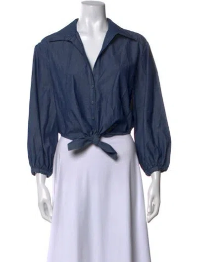 Pre-owned Cara Cara Long Sleeve Blouse W/ Tags In Blue