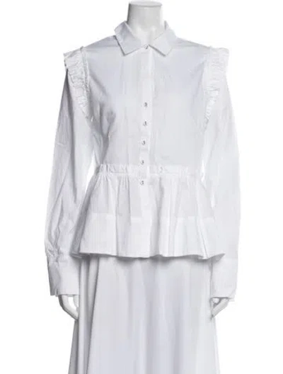 Pre-owned Cara Cara Long Sleeve Blouse In White