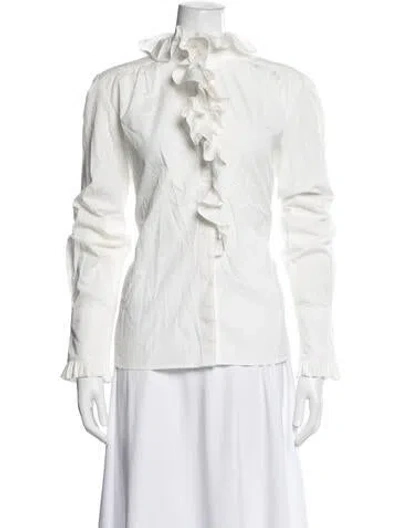 Pre-owned Cara Cara Long Sleeve Blouse In White