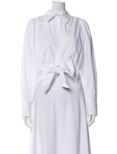 Pre-owned Cara Cara Long Sleeve Button-up Top In White