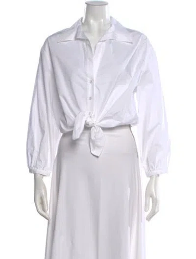 Pre-owned Cara Cara Long Sleeve Button-up Top In White