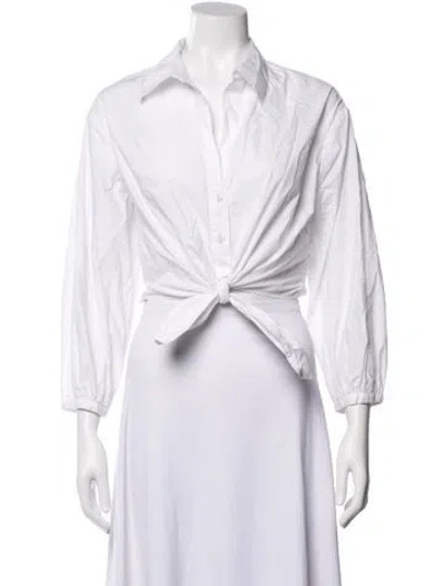 Pre-owned Cara Cara Long Sleeve Button-up Top In White