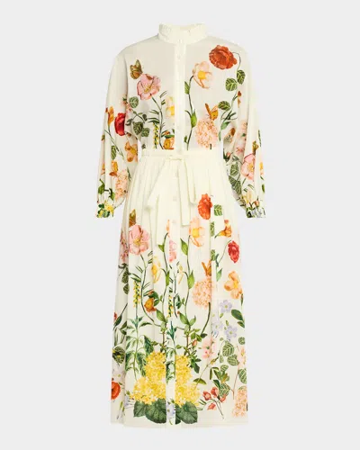 Cara Cara Louis Floral Shirtdress In Nectar Egret