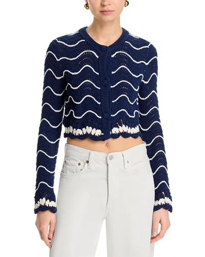 Cara Cara Louise Shrunken Cotton Crochet Cardigan In Multi