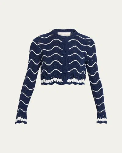 Cara Cara Louise Shrunken Cotton Crochet Cardigan In Multi