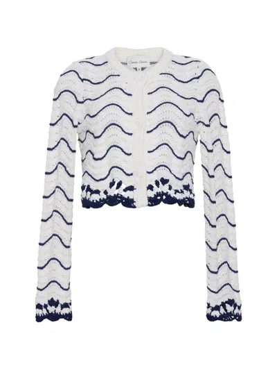 Cara Cara Louise Wave-stripe Cardigan In White