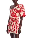 Cara Cara Lucia One Shoulder Mini Dress In Fiore Red