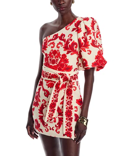 Cara Cara Lucia One Shoulder Mini Dress In Fiore Red