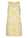 Cara Cara Mackenzie Printed Crepe Mini Dress In Yellow