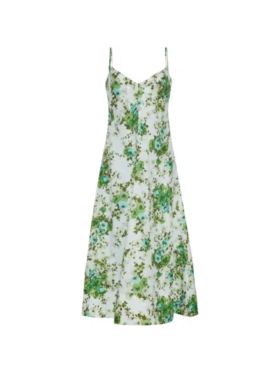Cara Cara Mae Floral-pattern Midi Dress In Green