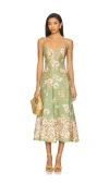 Cara Cara Mae Linen Midi Dress In Green