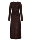 Cara Cara Maisy Sequin Long-sleeve Maxi Dress In Brown