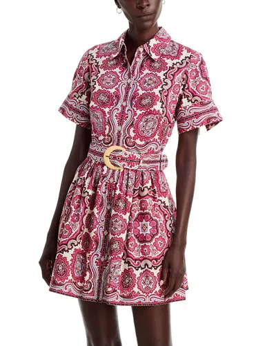 Cara Cara Malena Cotton Belted Shirt Dress In Multi