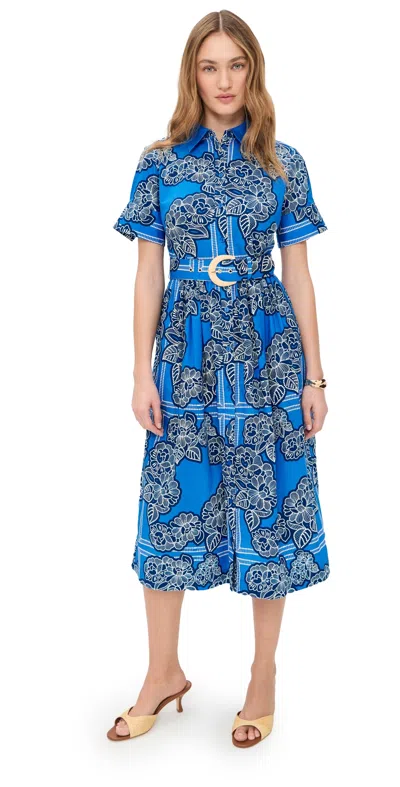 Cara Cara Malena Dress Carved Petals Cobalt In Blue