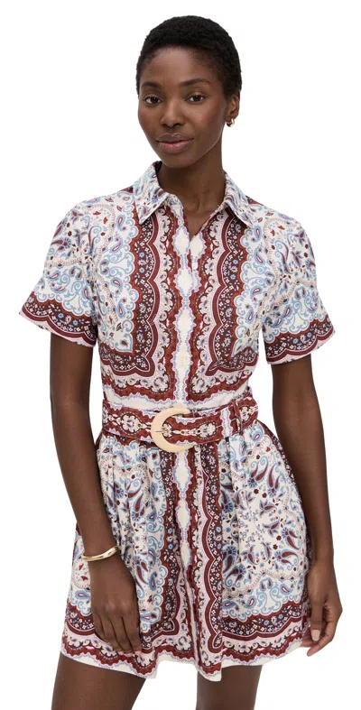 Cara Cara Malena Paisley-print Belted Mini Dress In Neutral