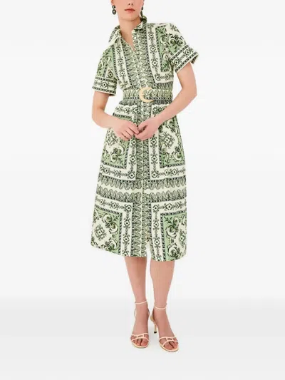 Cara Cara Malena Short-sleeve Midi Dress In Green