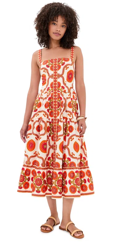 Cara Cara Margarita Tiered Floral-print Cotton-poplin Midi Dress In Multi