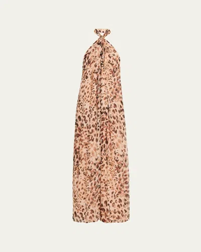 Cara Cara Marion Twisted Open-back Halter Maxi Dress In Brown