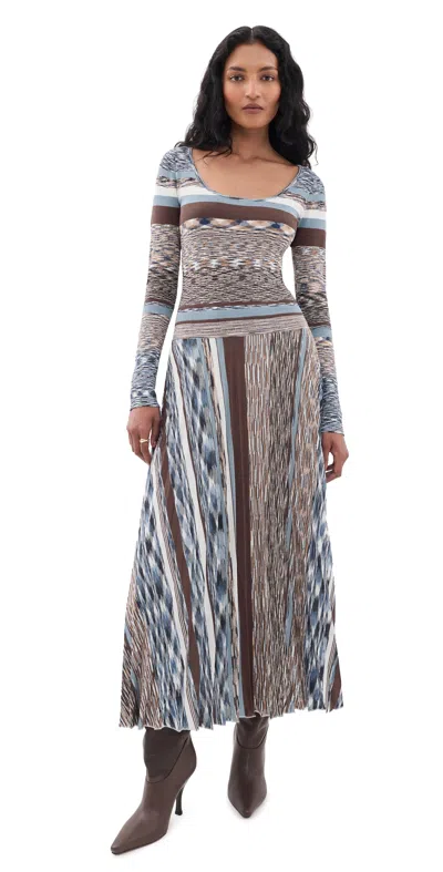 Cara Cara Marlow Knitted Striped Jersey Midi Dress In Multi