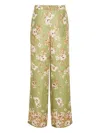 Cara Cara Mayflower Floral-print Linen Trousers In Green