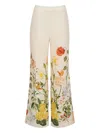 Cara Cara Mayflower Floral-print Linen Trousers In White