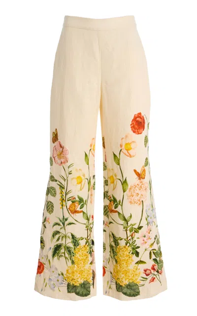 Cara Cara Mayflower Linen Wide-leg Pants In Floral