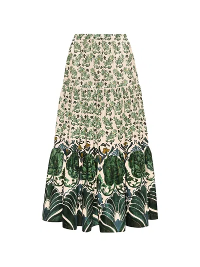 Cara Cara Melanie Tiered Floral-print Maxi Skirt In Multi