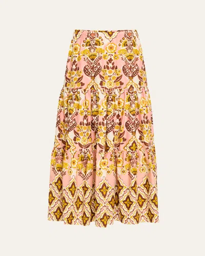 Cara Cara Melanie Tiered Maxi Skirt In Pink