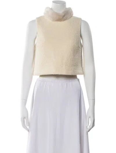 Pre-owned Cara Cara Mock Neck Sleeveless Crop Top In Neutral