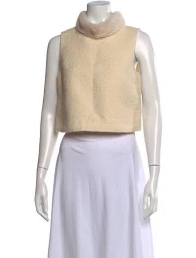Pre-owned Cara Cara Mock Neck Sleeveless Crop Top In Neutral