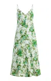 Cara Cara Mae Floral Linen Midi Dress In Green
