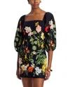 Cara Cara Montauk Puff-sleeve Cotton Poplin Mini Dress In Nect Black