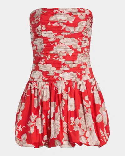 Cara Cara Montreal Floral Dropwaist Minidress In Red