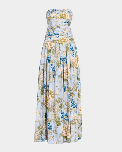 Cara Cara Montreal Floral Strapless Maxi Dress In Blue