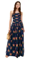 Cara Cara Montreal Maxi Dress Gemma Scarf Navy In Blue