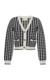 Cara Cara Mrina Houndstooth Wool-cashmere Cardigan In Black,white
