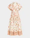 Cara Cara Nash Midi Dress Farfella Border Egret In Brown