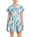 Cara Cara Nash Printed Button-front Mini Dress In Blue