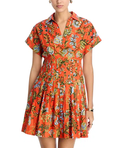 Cara Cara Nash Floral Shirt-style Mini Dress In Orange