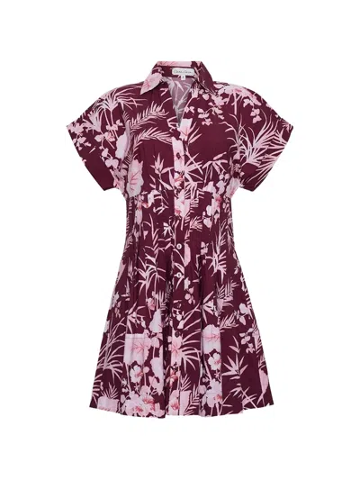 Cara Cara Nash Floral-print Mini Dress In Burgundy