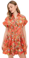 Cara Cara Nash Printed Button-front Mini Dress In Orange