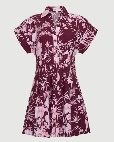 Cara Cara Nash Floral-print Mini Dress In Burgundy