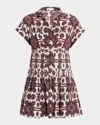 Cara Cara Geometric-print Pleated Mini Day Dress In Multi