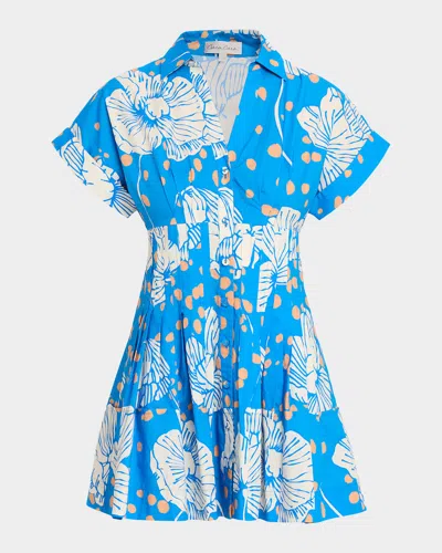 Cara Cara Nash Printed Button-front Mini Dress In Blue