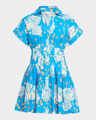 Cara Cara Nash Printed Button-front Mini Dress In Blue