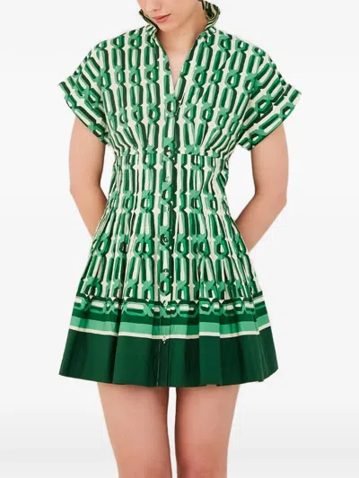 Cara Cara Nash Shirred Mini Dress In Green