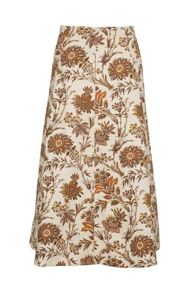 Cara Cara New York Aisha Skirt In Turtledove Vine Blooms